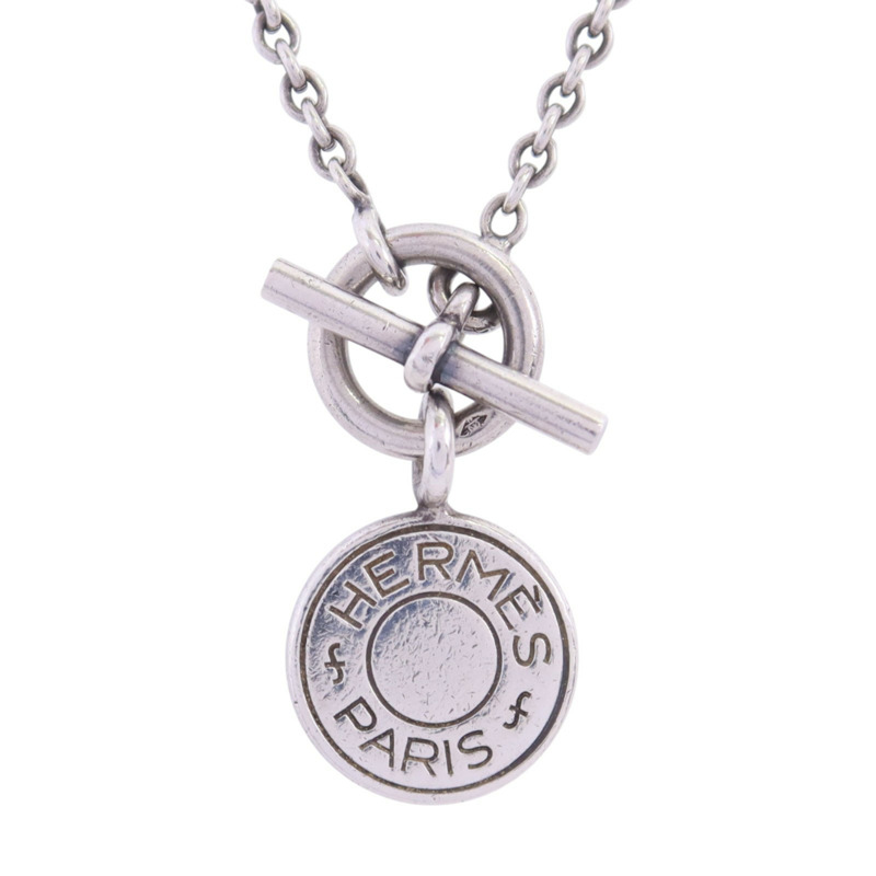 HERMES 925純銀Amulettes Ex-Libris Necklace銀扣項鏈-1