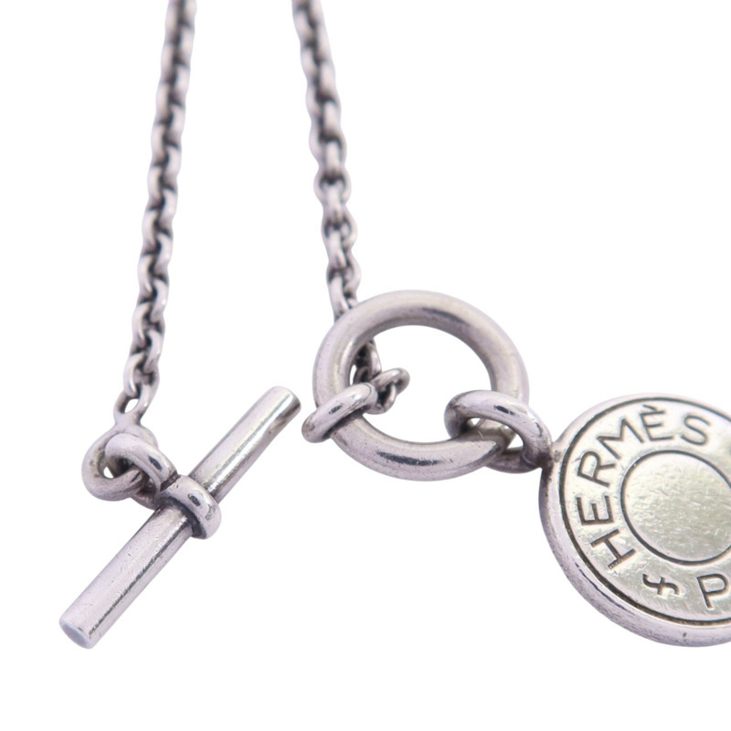 HERMES 925純銀Amulettes Ex-Libris Necklace銀扣項鏈-4