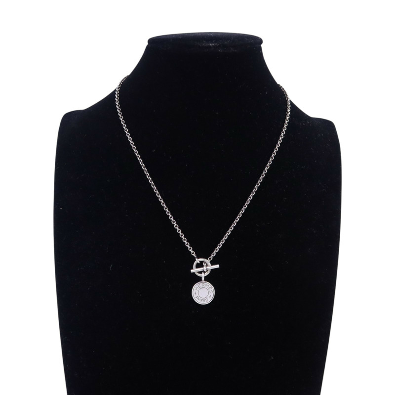 HERMES 925純銀Amulettes Ex-Libris Necklace銀扣項鏈-6