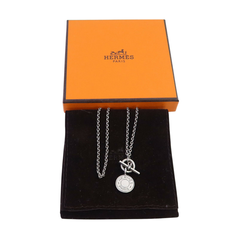 HERMES 925純銀Amulettes Ex-Libris Necklace銀扣項鏈-7