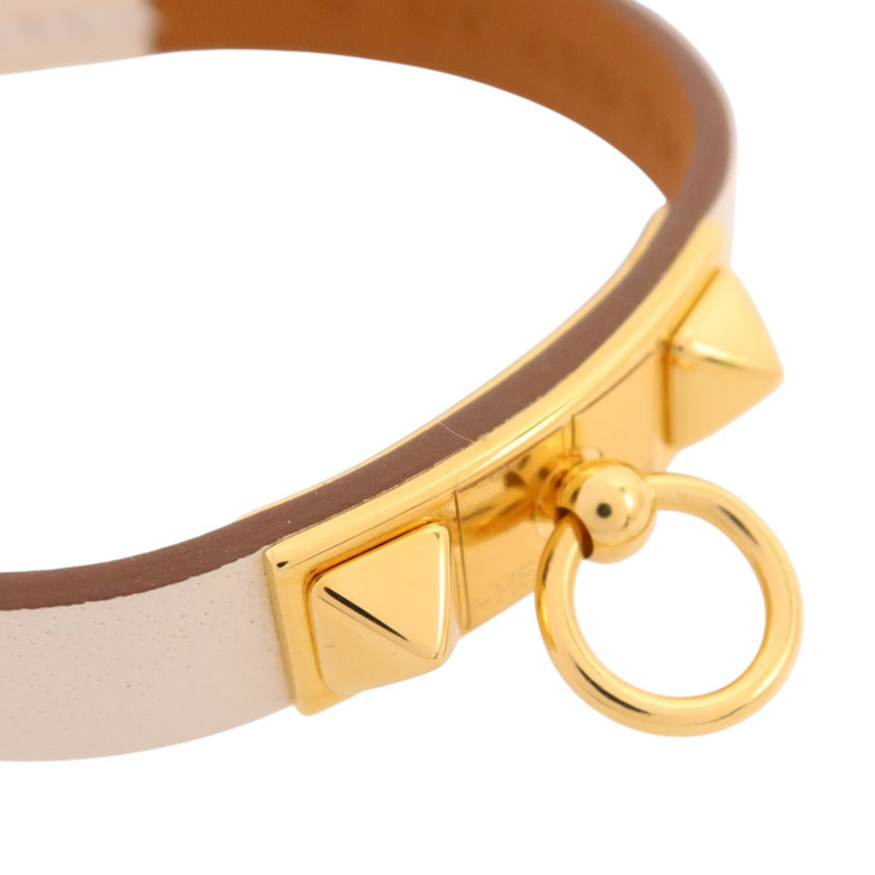 HERMES Swift皮革Mini Rivale Bracelet金扣手鏈-7