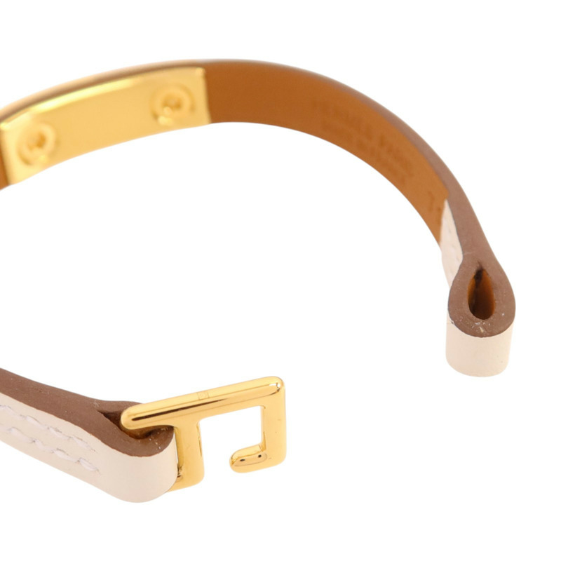 HERMES Swift皮革Mini Rivale Bracelet金扣手鏈-9