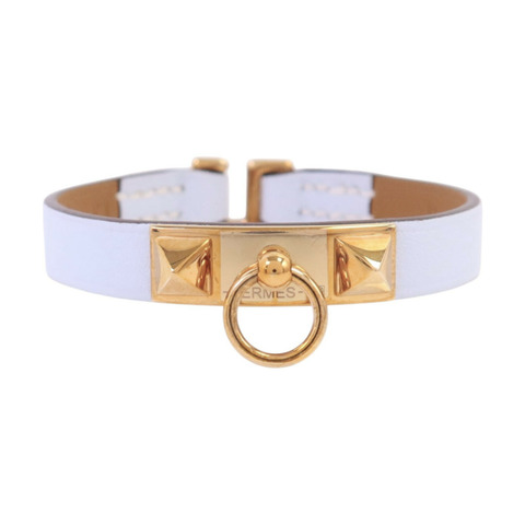 HERMES Swift皮革Mini Rivale Bracelet金扣手鏈