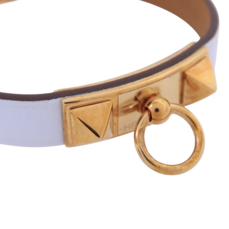 HERMES Swift皮革Mini Rivale Bracelet金扣手鏈-4