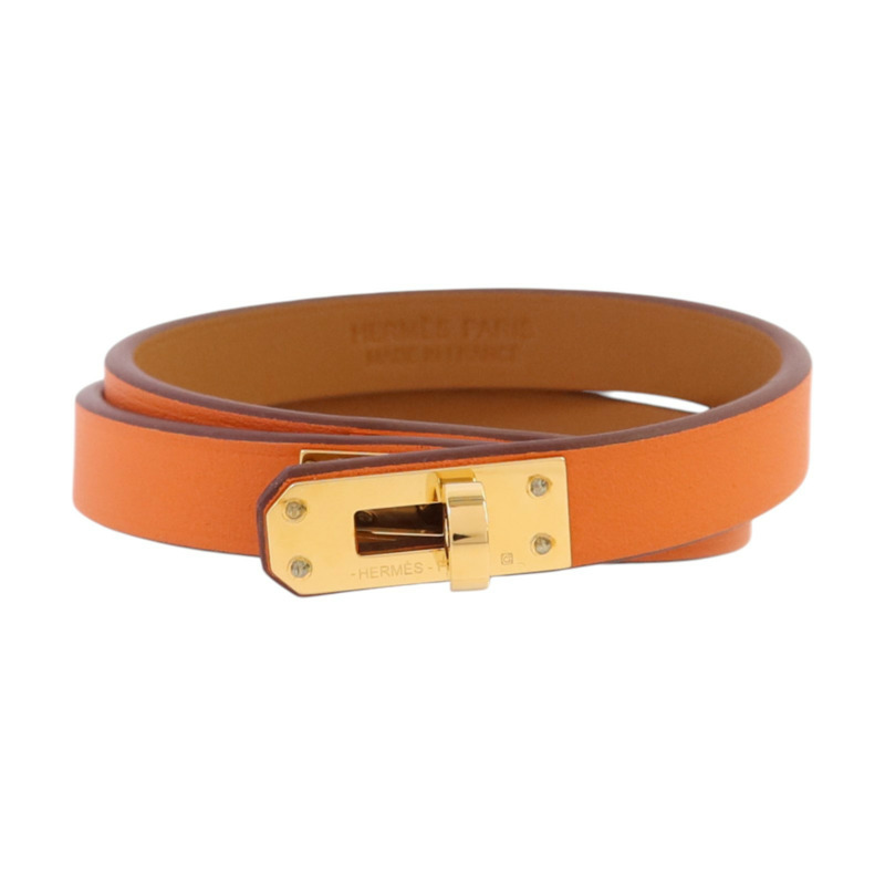 HERMES Swift皮革Mini Kelly Double Tour Bracelet金扣手鏈-0