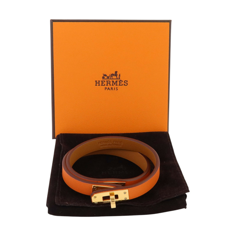 HERMES Swift皮革Mini Kelly Double Tour Bracelet金扣手鏈-10