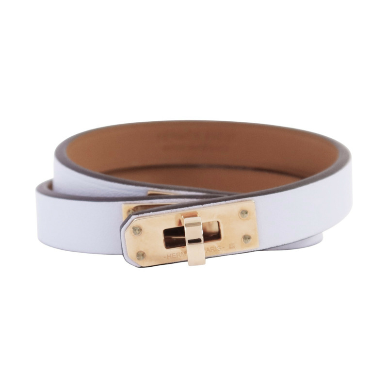 HERMES Swift皮革Double Tour Bracelet金扣手鏈-0