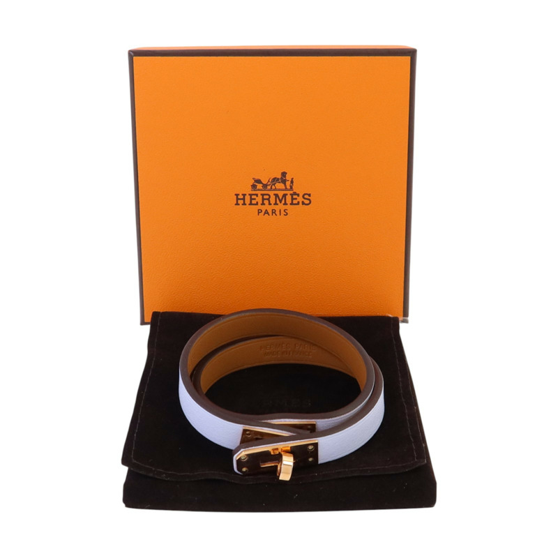 HERMES Swift皮革Double Tour Bracelet金扣手鏈-10
