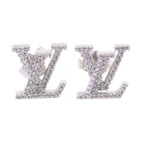 LOUIS VUITTON 金屬/璀璨水晶Iconic Earrings銀扣耳環
