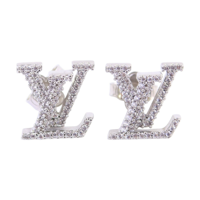 LOUIS VUITTON 金屬/璀璨水晶Iconic Earrings銀扣耳環-0