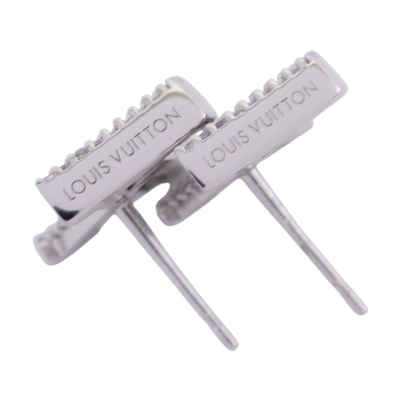 LOUIS VUITTON 金屬/璀璨水晶Iconic Earrings銀扣耳環-4