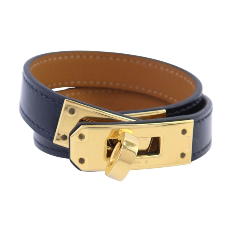 HERMES Swift皮革Kelly Double Tour Bracelet金扣手鏈-0