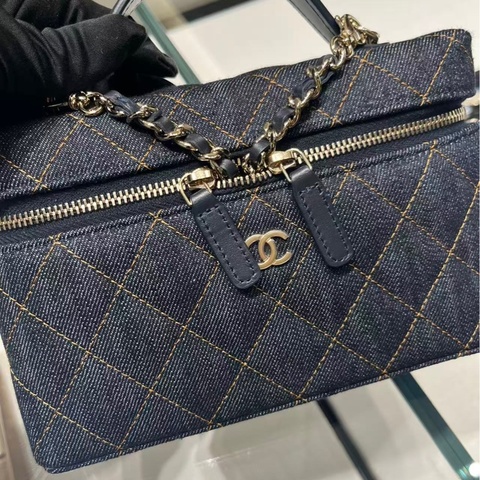 Chanel香奈兒26P藍色牛仔布LP手柄長盒子限定版
