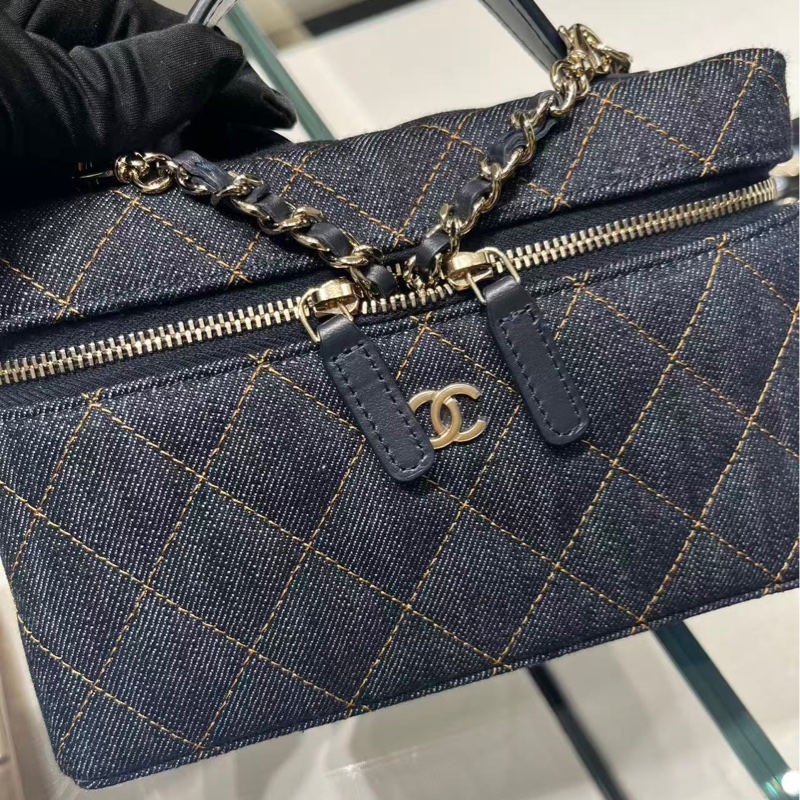 Chanel香奈兒26P藍色牛仔布LP手柄長盒子限定版-0