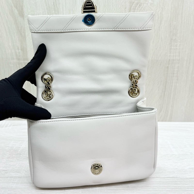 BVLGARI白色小牛皮Serpenti Cabochon蛇頭側背包287993-14