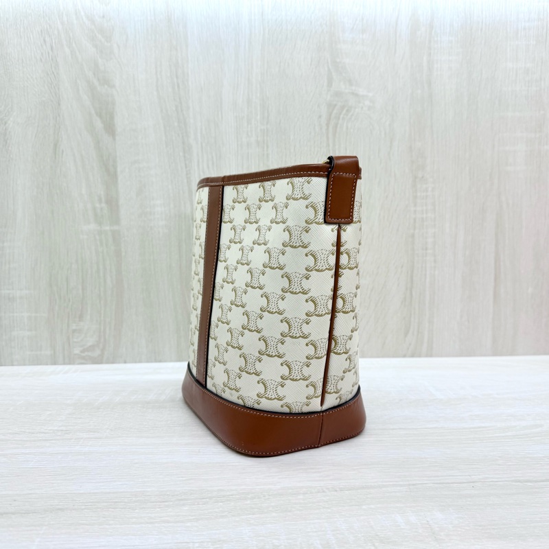 CELINE白原花牛皮Bucket小號水桶包191442CAS.04LU-2