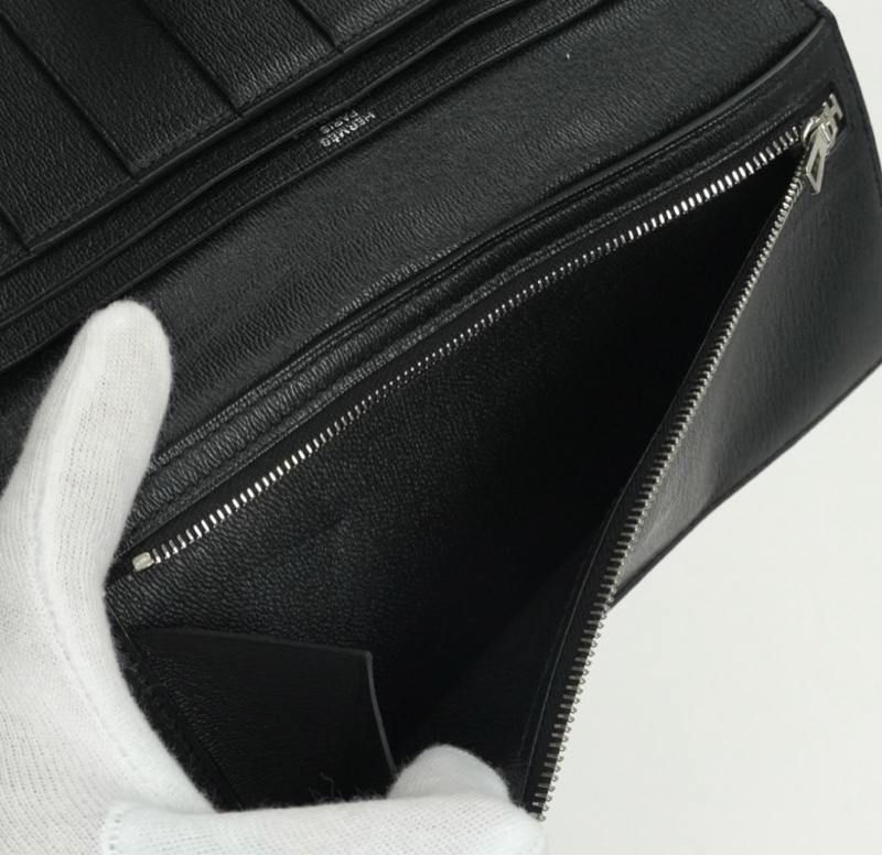 「JL精品代購」極新 Hermes 愛馬仕黑銀方塊鱷 Bearn長夾-6