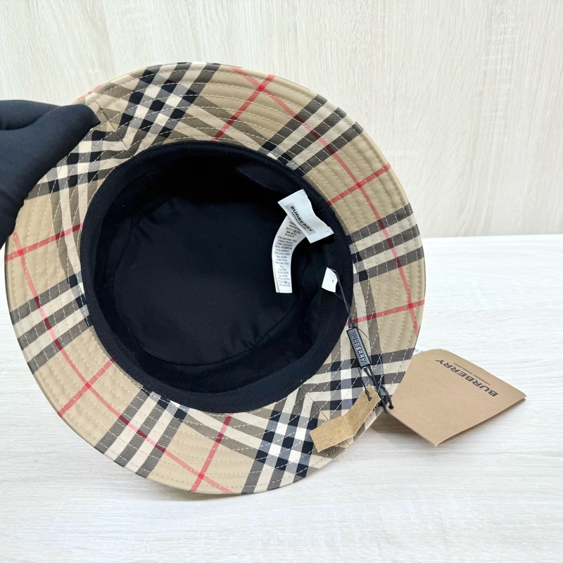 BURBERRY卡其格紋漁夫帽-4