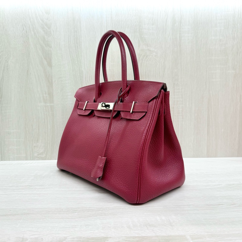 Hermes寶石紅山羊皮銀扣birkin 30cm-2