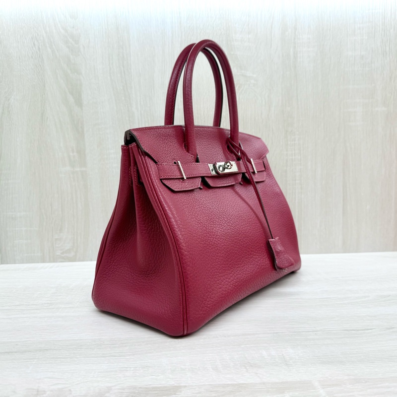 Hermes寶石紅山羊皮銀扣birkin 30cm-3