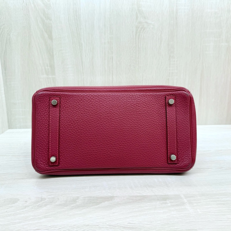 Hermes寶石紅山羊皮銀扣birkin 30cm-4