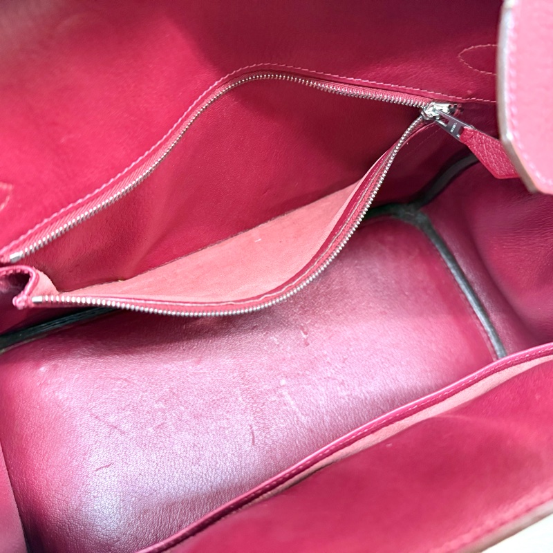 Hermes寶石紅山羊皮銀扣birkin 30cm-7