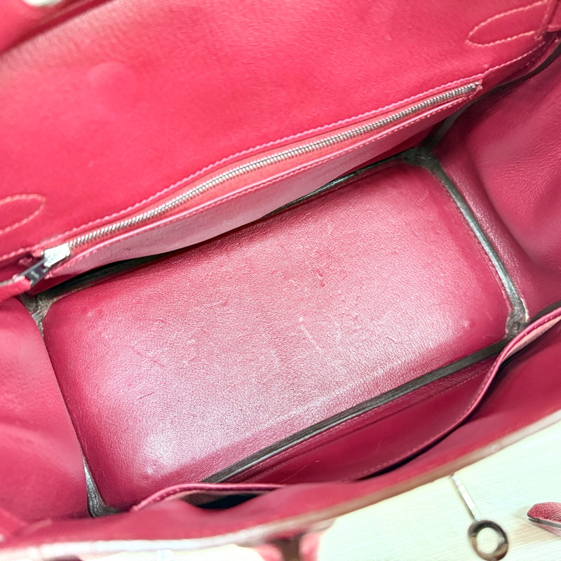 Hermes寶石紅山羊皮銀扣birkin 30cm-8