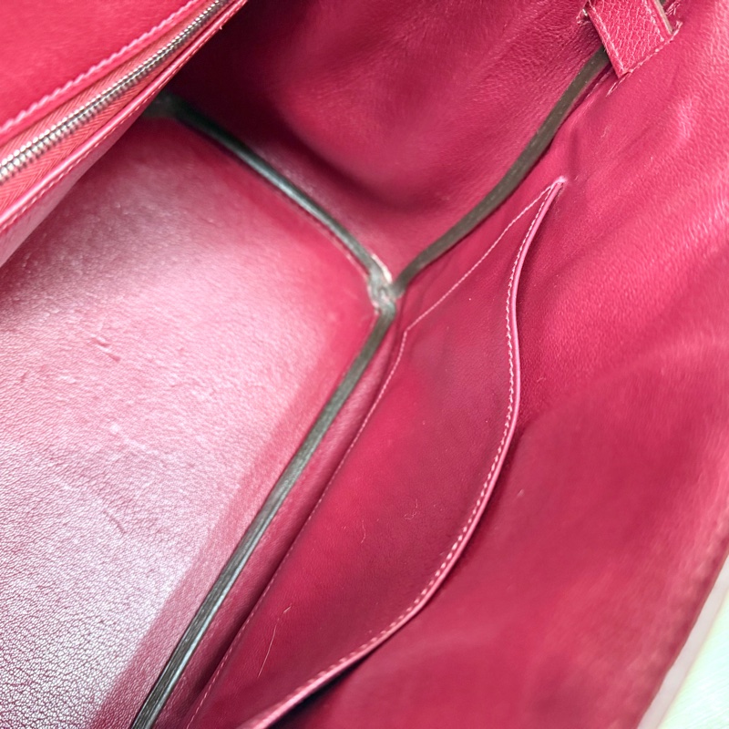 Hermes寶石紅山羊皮銀扣birkin 30cm-9