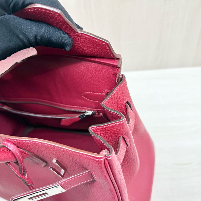 Hermes寶石紅山羊皮銀扣birkin 30cm-11