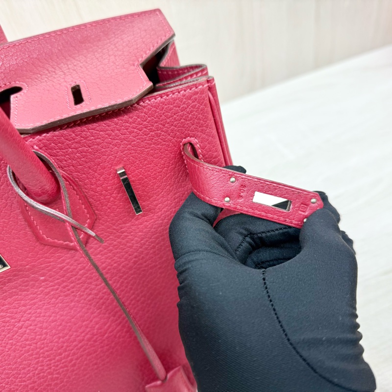 Hermes寶石紅山羊皮銀扣birkin 30cm-12
