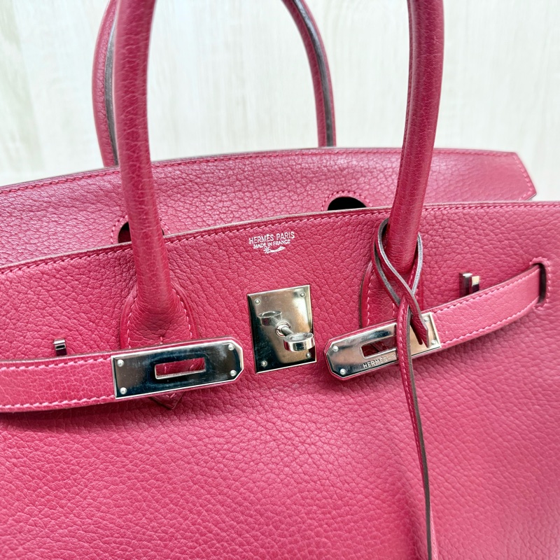 Hermes寶石紅山羊皮銀扣birkin 30cm-15