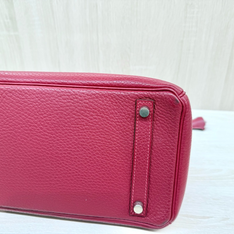 Hermes寶石紅山羊皮銀扣birkin 30cm-17