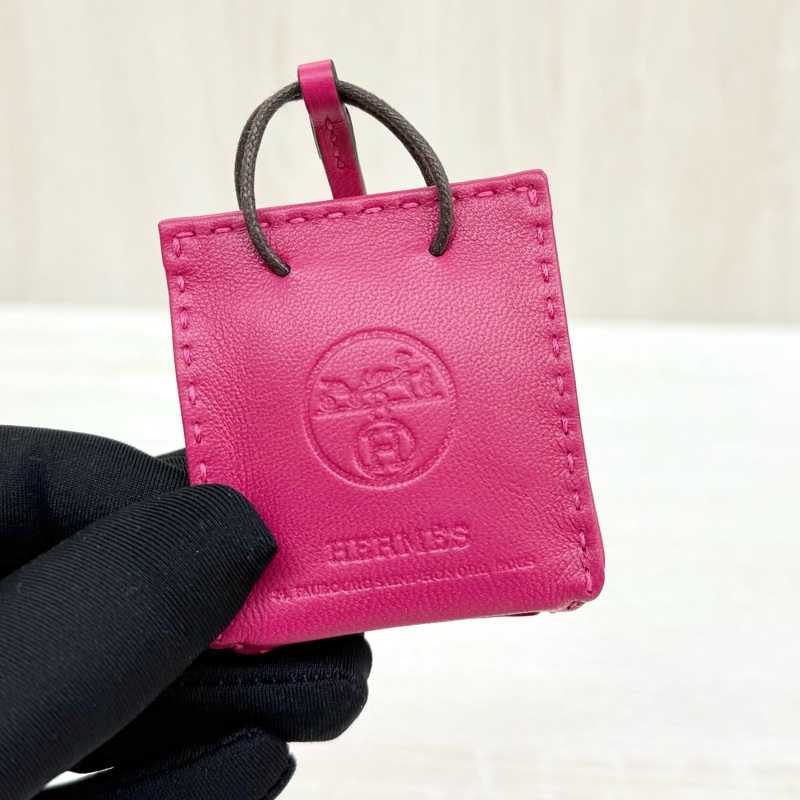 HERMES 桃色紙袋樣式吊飾-5