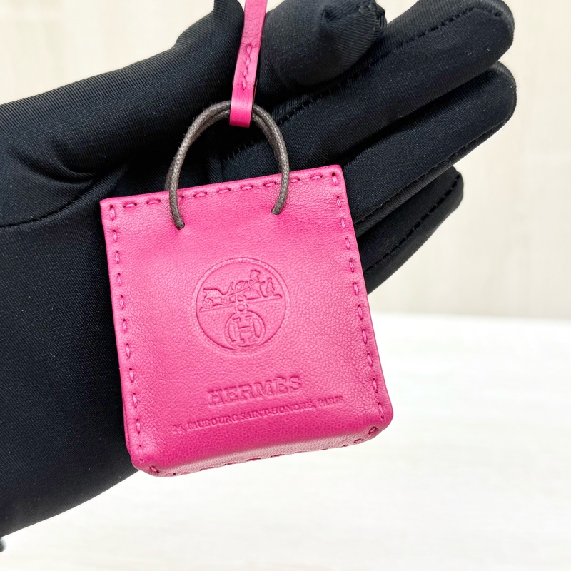 HERMES 桃色紙袋樣式吊飾-6