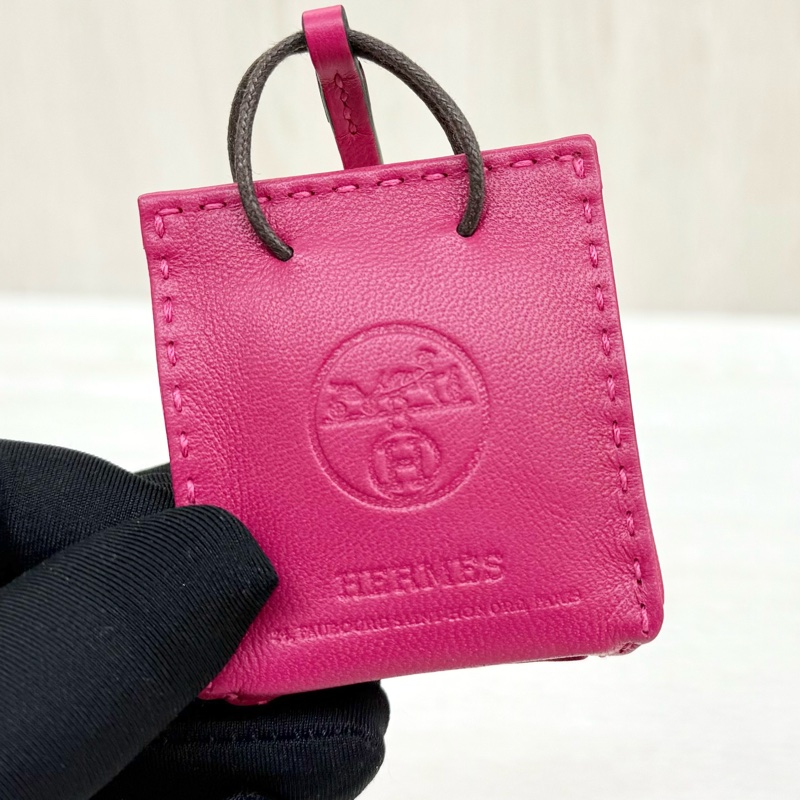 HERMES 桃色紙袋樣式吊飾-8