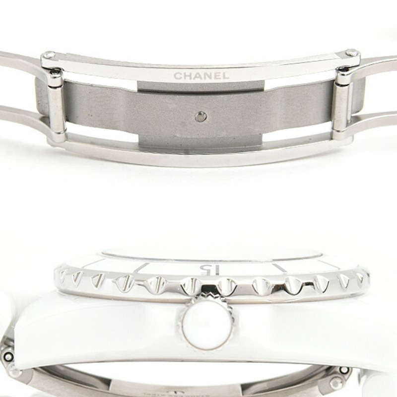 香奈兒女錶 J12 12P 鑲鑽電池驅動白色錶盤陶瓷錶殼 CE CHANEL H1628-4