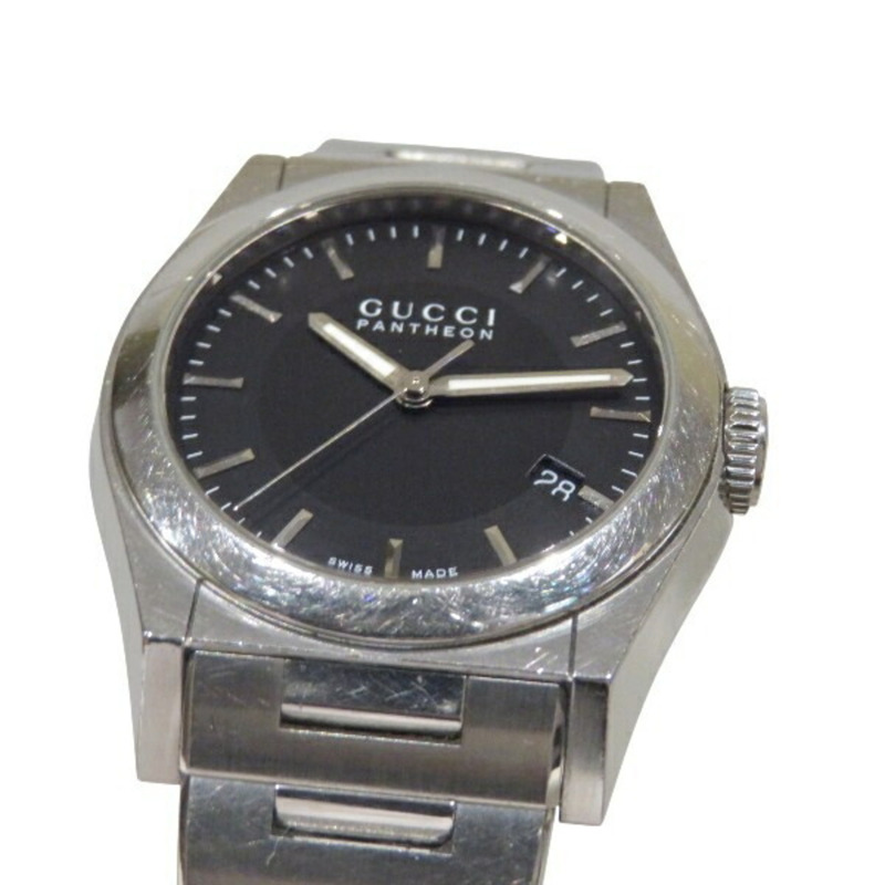 Gucci Pantheon 115.4 男士石英腕錶,黑色錶盤,附日期顯示-3