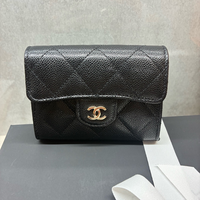 Chanel 香奈兒 經典 黑金 雙層卡包 信封包 全新品-0