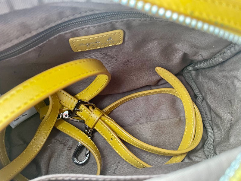 【二手】降價🎊Agnes b.黃色小包/保齡球包-3