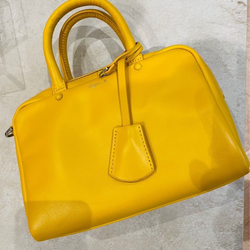 【二手】降價🎊Agnes b.黃色小包/保齡球包-4