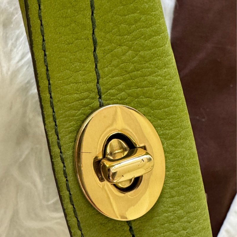 Coach 側背 肩背包/草綠色麂皮-5