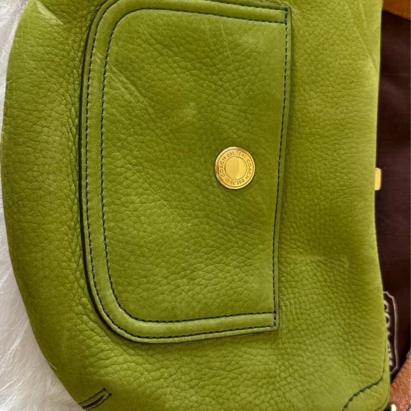 Coach 側背 肩背包/草綠色麂皮-8