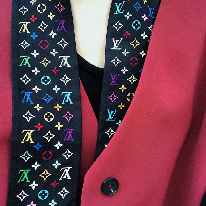 LV 黑彩 絲綢 村上隆聯名 絲巾 M71992 M71992~約9成新以上-12