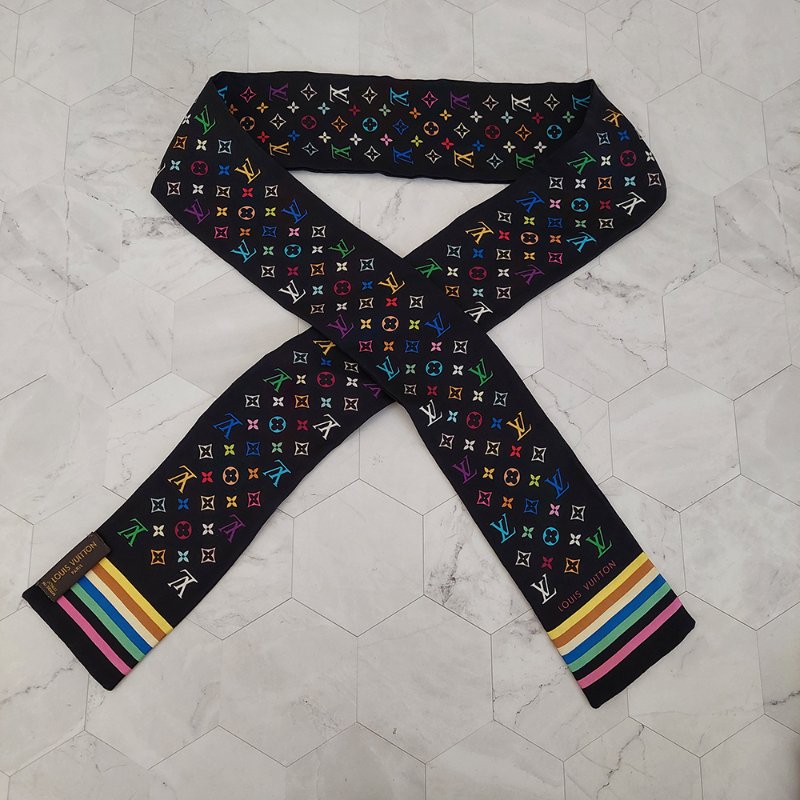 LV 黑彩 絲綢 村上隆聯名 絲巾 M71992 M71992~約9成新以上-30