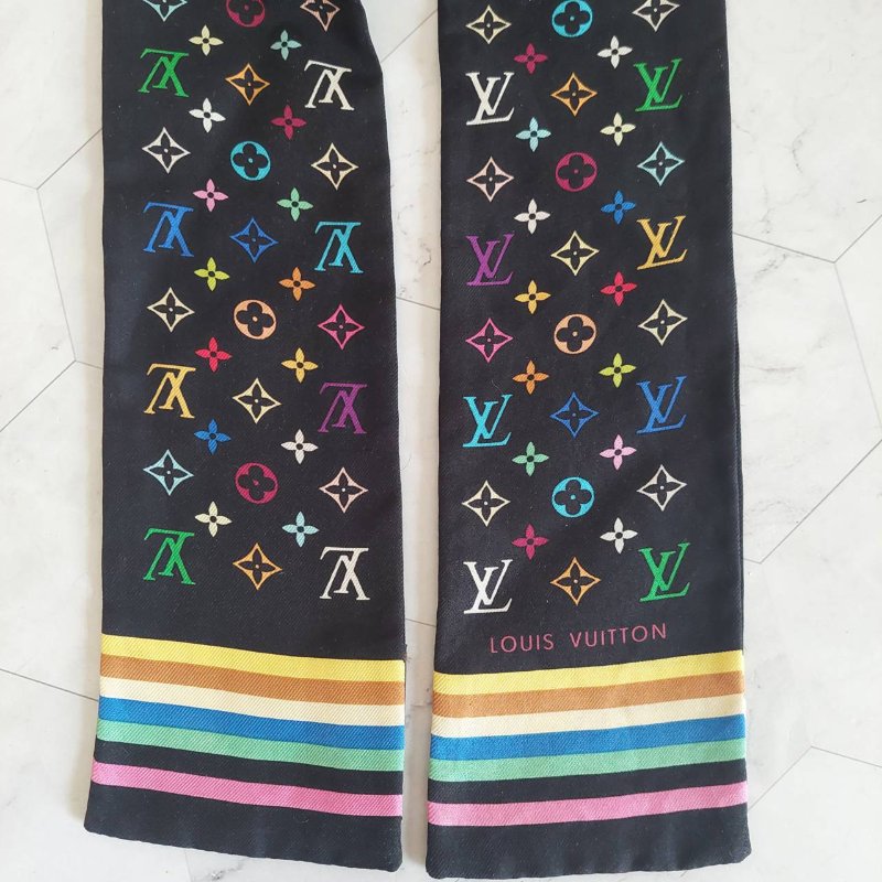 LV 黑彩 絲綢 村上隆聯名 絲巾 M71992 M71992~約9成新以上-31