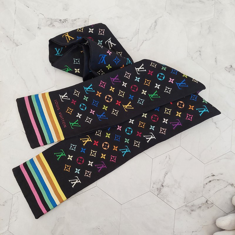 LV 黑彩 絲綢 村上隆聯名 絲巾 M71992 M71992~約9成新以上-43