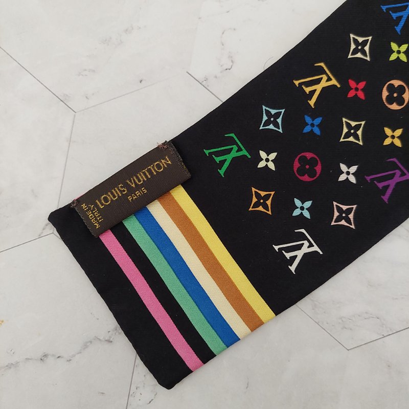 LV 黑彩 絲綢 村上隆聯名 絲巾 M71992 M71992~約9成新以上-45