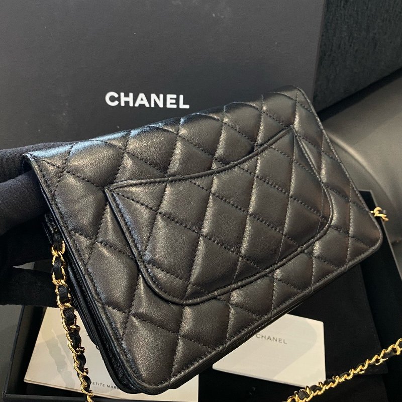 香奈兒Chanel黑金woc髮財鏈條包可單肩斜挎經典菱格紋-3