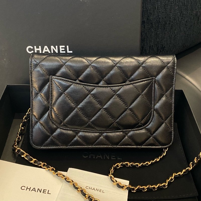 香奈兒Chanel黑金woc髮財鏈條包可單肩斜挎經典菱格紋-6