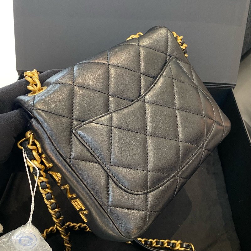 芯片款 香奈兒Chanel黑金方胖子鏈條單肩斜挎手提包-4